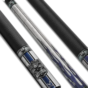 EVO FREEDOM POOL CUE - AZURE FLAME - BLACK LEATHER WRAP