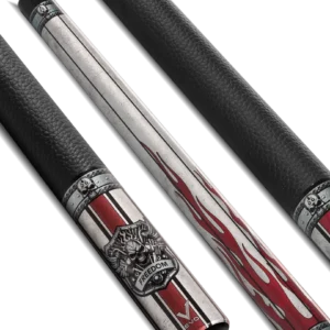 EVO FREEDOM POOL CUE - CRIMSON FLAME - BLACK LEATHER WRAP